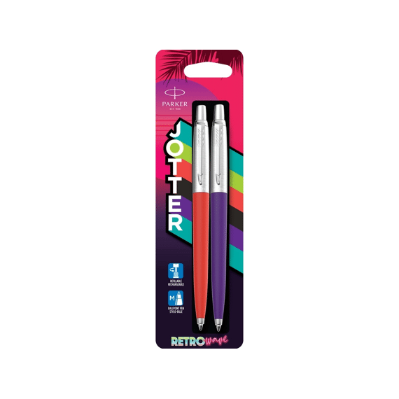 Parker Jotter Balpen Blue Retrowave Neon Pink + Neon Purple