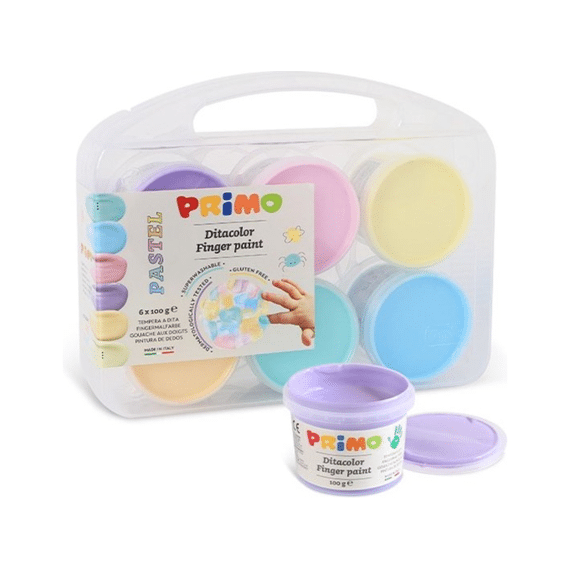 Primo Vingerverf Pastel 6 Potjes X 100ml In Koffertje