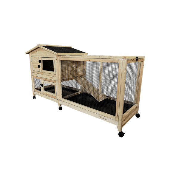 Woodland Konijnenhok Met Wielen Hoppy Pinus 157x57x85cm Houtkleurig