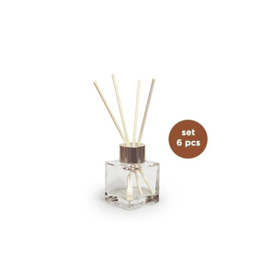 Vanhalst Kubus Glazen Flesje Met Roze Top Met Geurstokjes 6st