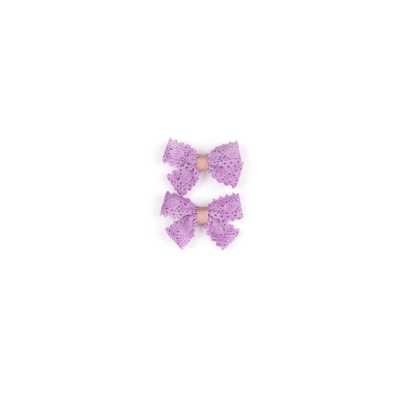 Busy Lizzie Hair Clip Bow Mini Lace Purple