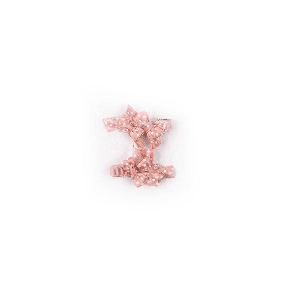 Busy Lizzie Hair Clip Bow With Dots Pink