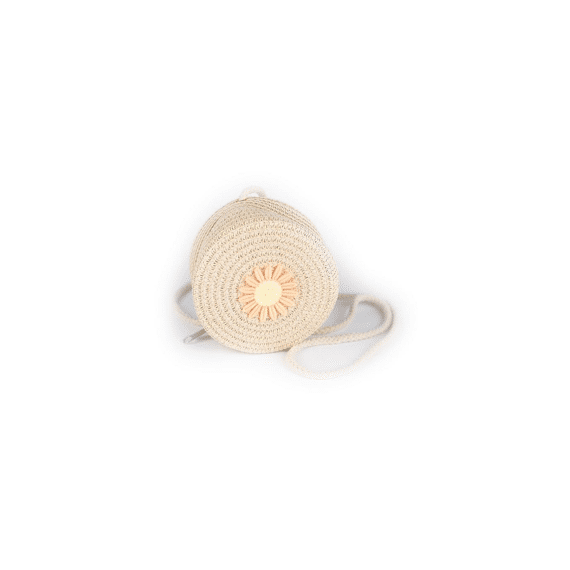 Busy Lizzie Straw Bag Round Beige Flower