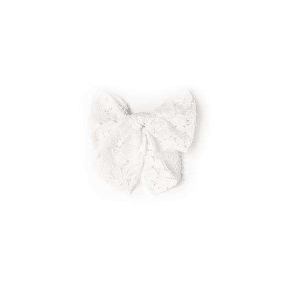 Busy Lizzie Clip Bow Lace White