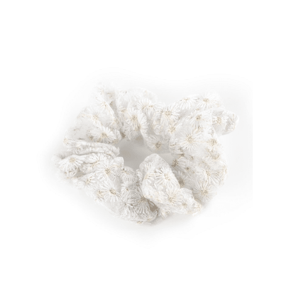 Busy Lizzie Scrunchie Organza Daisies White
