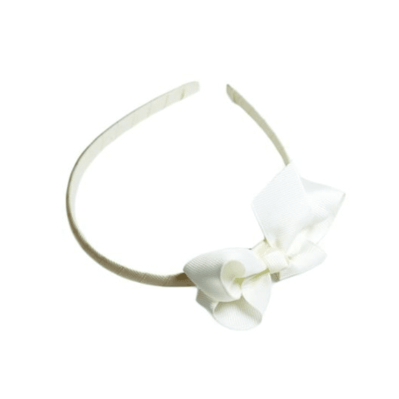 Busy Lizzie Hair Bow Head Band Ivory