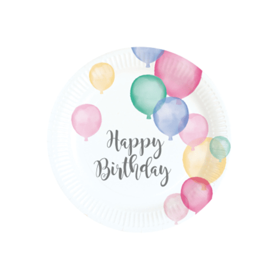 Borden Happy Birthday Pastel 18cm 8st
