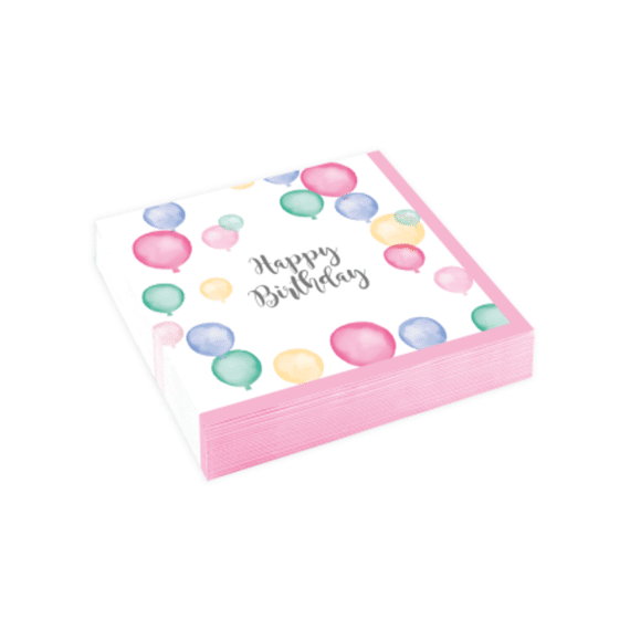 Servetten Happy Birthday Pastel 20st 25x25cm
