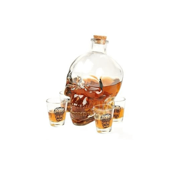 Skull Bottle 400ml + 4 Glazen