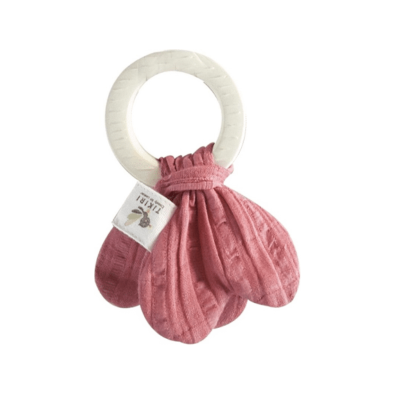 Tikiri Safari Bijtring Donkerrode knoop 16cm Natuurlijk rubber