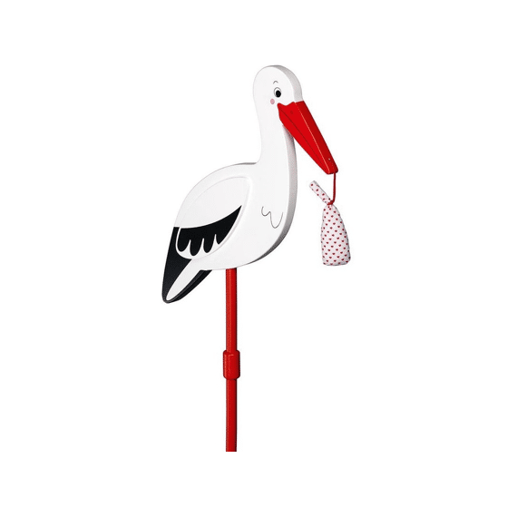 Ooievaar hout op stok 77cm