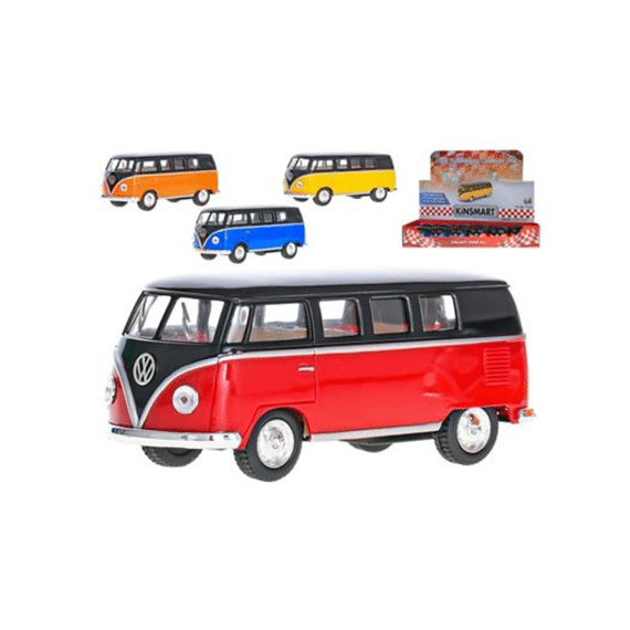 Kinsmart VW Classical Bus 1962 Die Cast Pull Back 1:32 13cm Assortiment Prijs Per Stuk