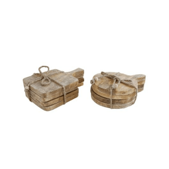 Glasonderzetter Jolies Mangohout 4st 15x10cm Assortiment Prijs Per Stuk