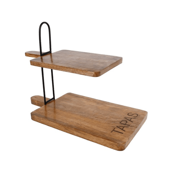 Etagere Tapas Naturel Hout Zwart 23x45x34cm