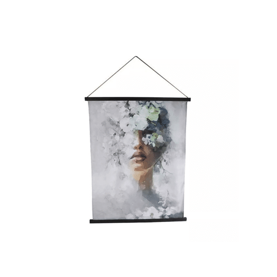 Wandversiering Hidden Woman -grijs stof 76x1,8x97cm