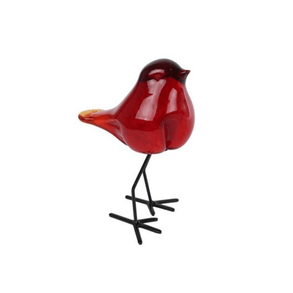 Sculptuur Vogel op voet Rood 11,5x8,5x15,5cm