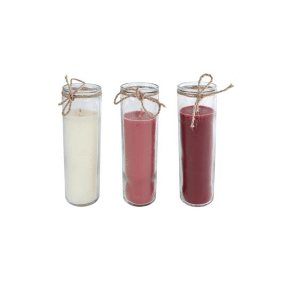 Kaars Seed of Life Wit/Terra/Rood 5x17cm Assortiment Prijs Per Stuk
