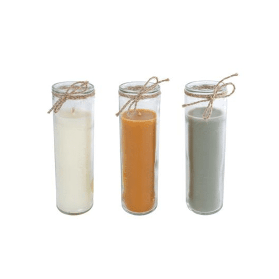 Kaars Seed of Life Wit/Grijs/Oker 5x17cm Assortiment Prijs Per Stuk