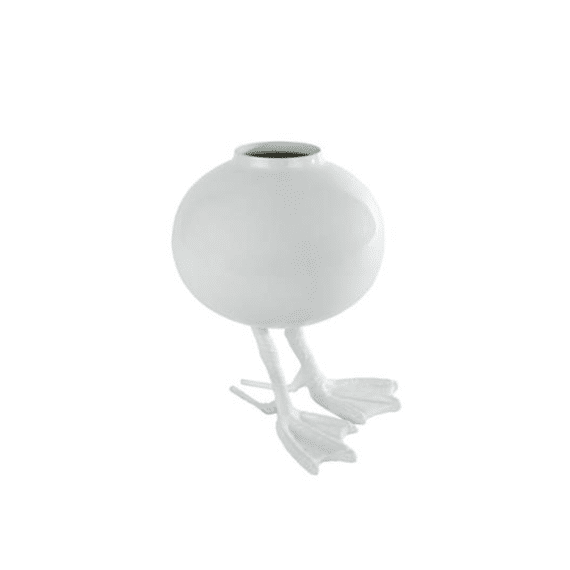 Vaas Duck Wit Metaal S 12x12x16cm