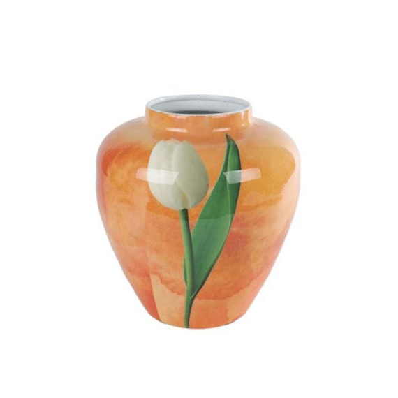 Vaas Tulp Oranje Metaal 20x22cm