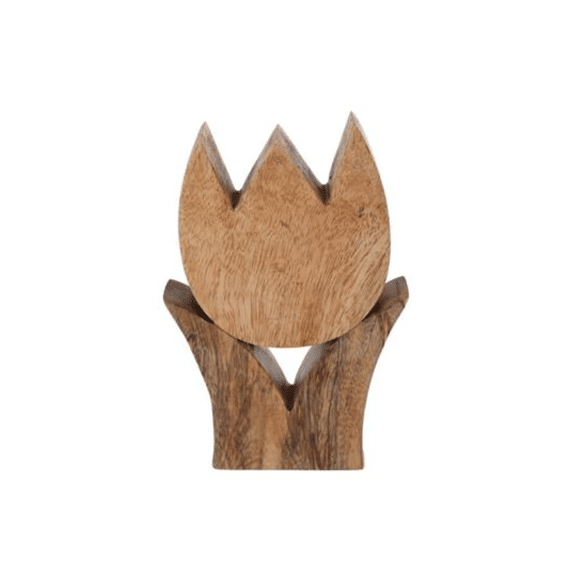 Sculptuur Tulp Naturel Mango L 12x20cm