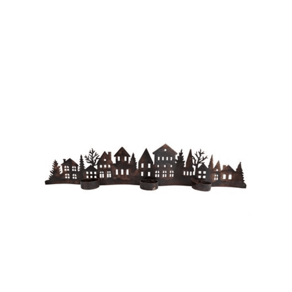 Theelichthouder Street of Houses 50x10x6cm