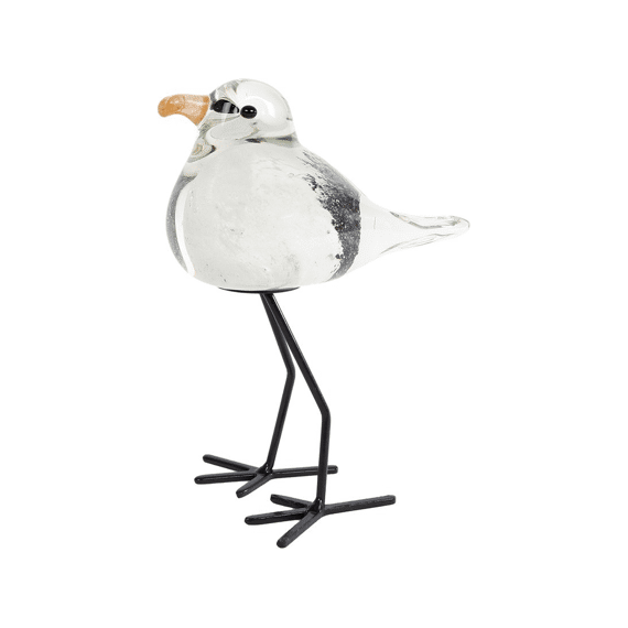 Sculptuur Zeemeeuw - wit/zwart glas 11x8,5x15cm