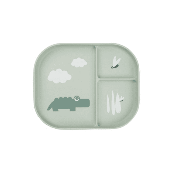 Done By Deer Foodie Compartment Plate Croco Green