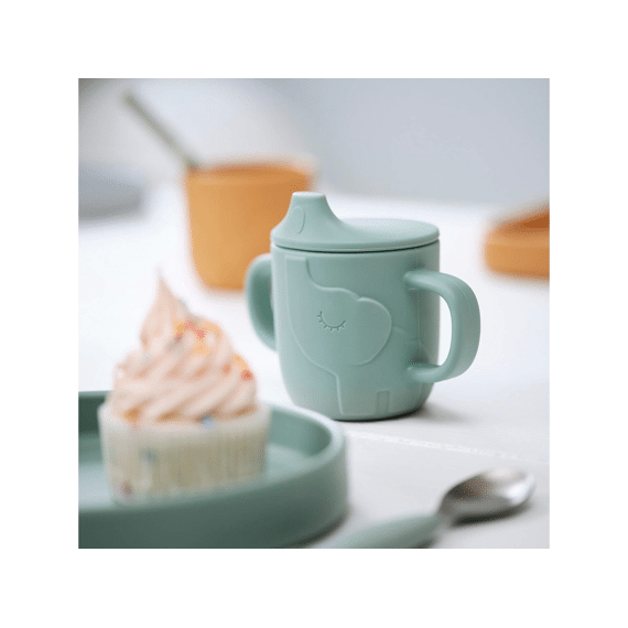 Done by Deer Peekaboo Spout Cup 2 Handles Elphee Green