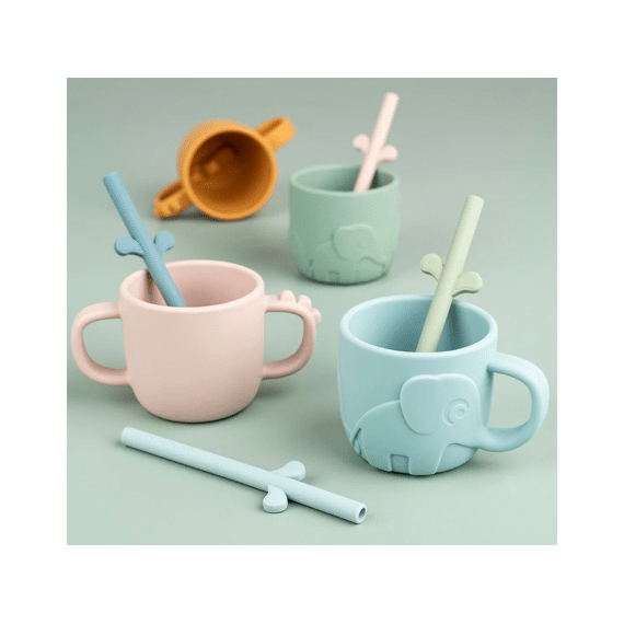 Done by Deer Peekaboo Silicone Straw 5-pack Blue Mix