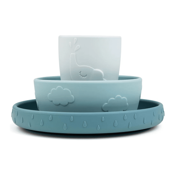 Done by Deer Silicone Stick&Stay Dinner Set Deer Friends Blue