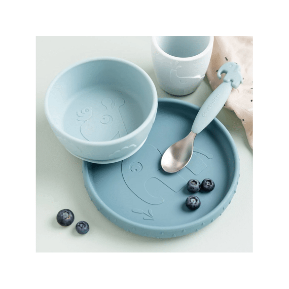 Done by Deer Silicone Stick&Stay Dinner Set Deer Friends Blue
