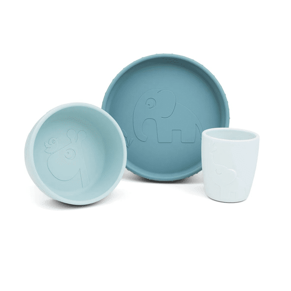 Done by Deer Silicone Stick&Stay Dinner Set Deer Friends Blue