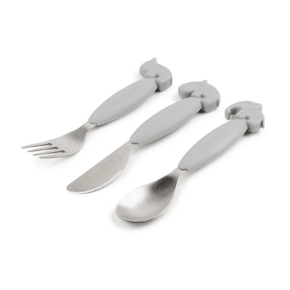 Done by Deer Cutlery Set Easy Grip Deer Friends Grey