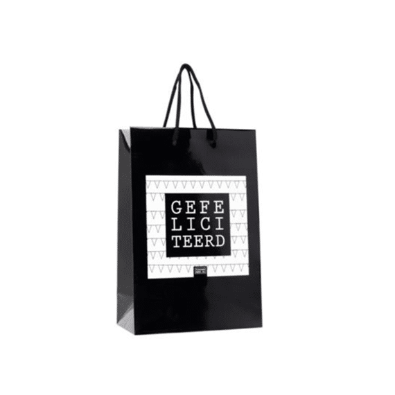 Geven is Leuker! Flessenwerk Cadeautas 24x12x36cm Gefeliciteerd