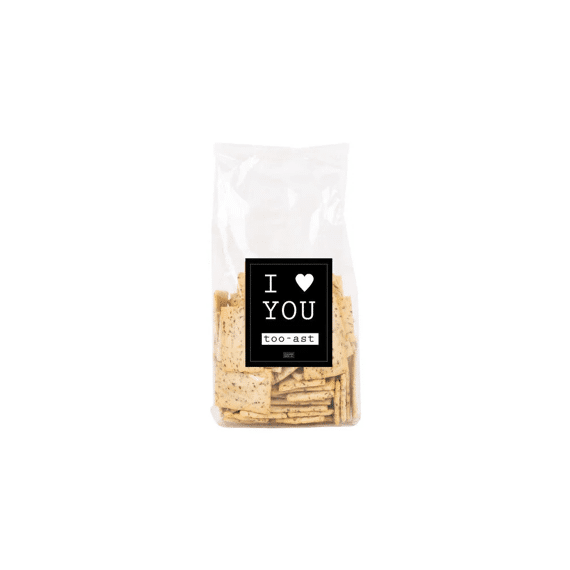 Geven is leuker! Flessenwerk Toastjes 200g I love you too-ast