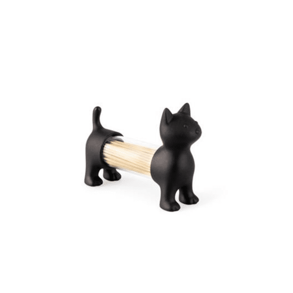 Balvi Cat Tandenstokerhouder Peper- en Zoutstrooie Zwart