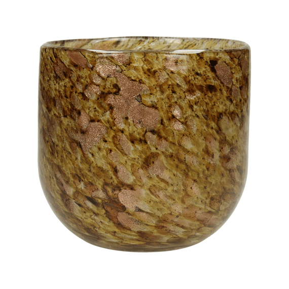Kaarsenhouder Glas 12,5x12,5x10cm Bruin