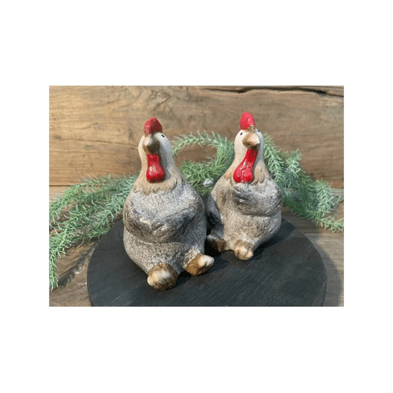 Decoratief Figuur Kip Henrika Grijs Medium 14,5x8,5x13,5cm Assortiment