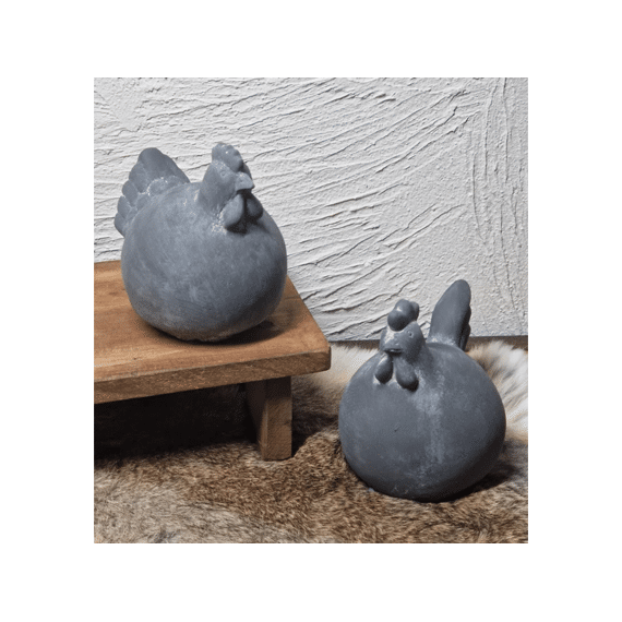 Decoratief Figuur Kip Alvina Grijs Medium 14,2x11,7x13,7cm Assortiment