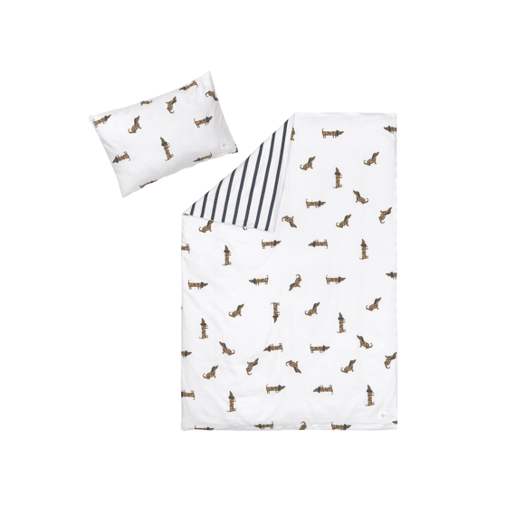 Lassig Dekbedovertrek Bed 100x140 Dog Milky Navy