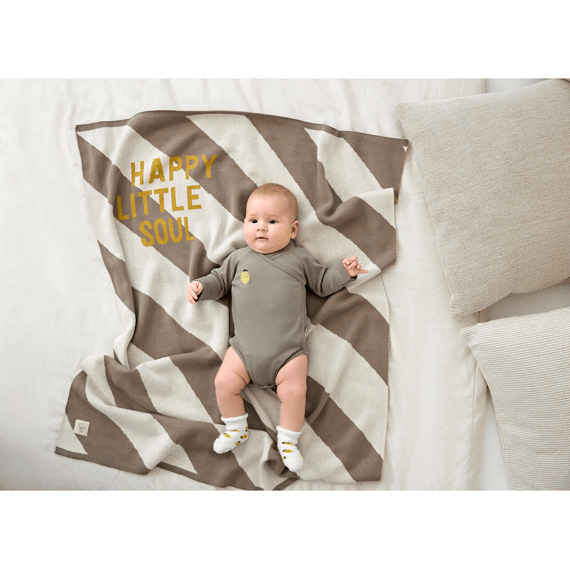 Lassig Deken Wieg Gebreid 80x100 Striped Nature Taupe