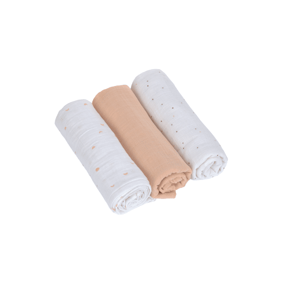 Lassig Swaddle 3stuks 85x85 GOTS MOON Peach
