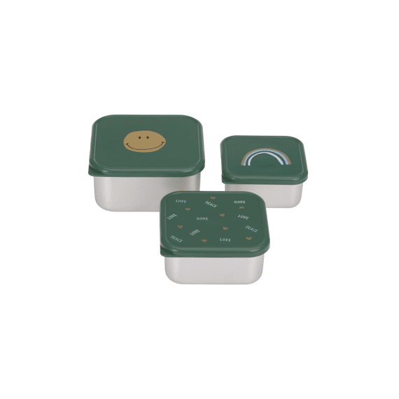Lassig Snackbox Stainless Steel Happy Rascals Smile Green