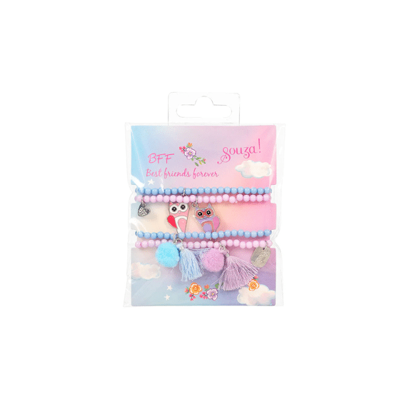 Souza Armband Bff Phine Uil Blauw Paars (4 Stuks/kaartje)