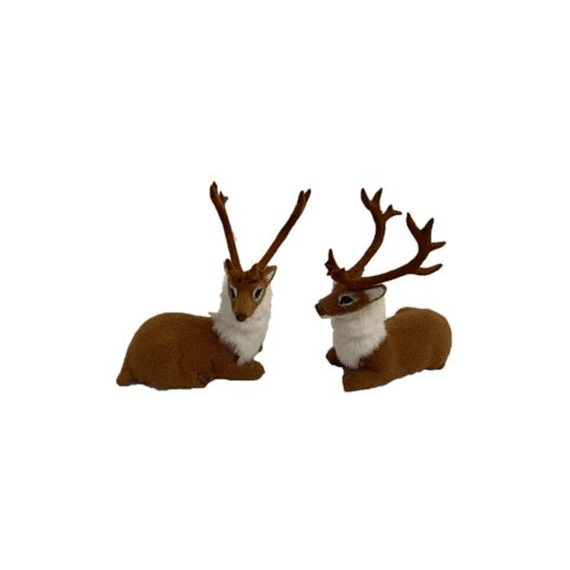 Hert Liggend 11cm Bruin/Wit