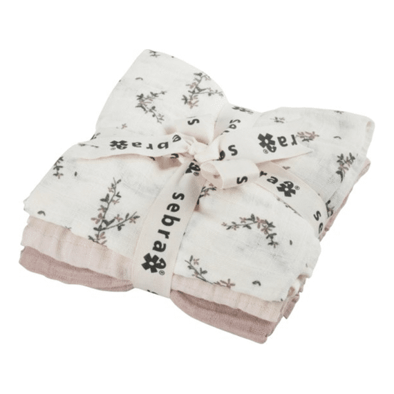Sebra Tetradoeken 75x75cm 3-pack Powder Blossom/Rose