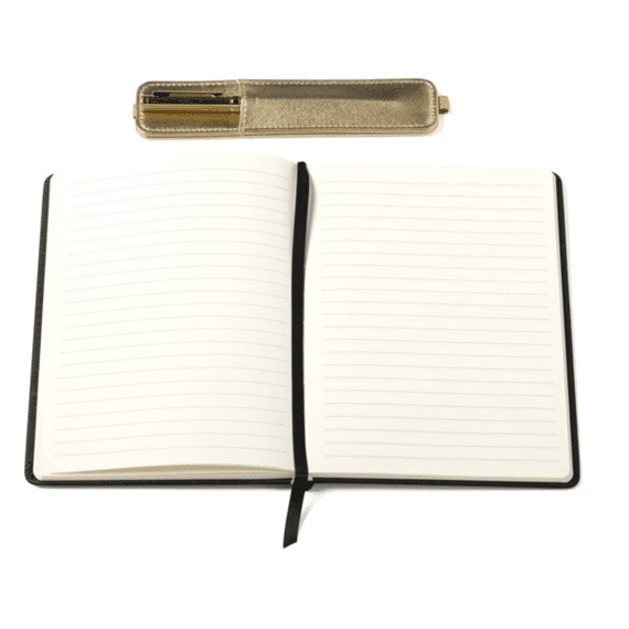 Eccolo Notitieboek Incl Pen Zwart Lijn 15x20cm