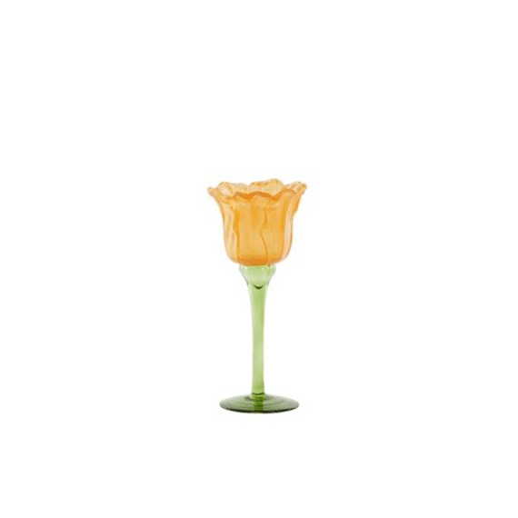 Light and Living Theelichthouder Flowaly Green Yellow 22,5cm
