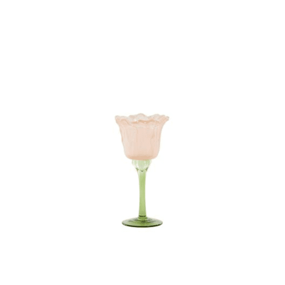 Light and Living Theelichthouder Flowaly Green Peach 19cm